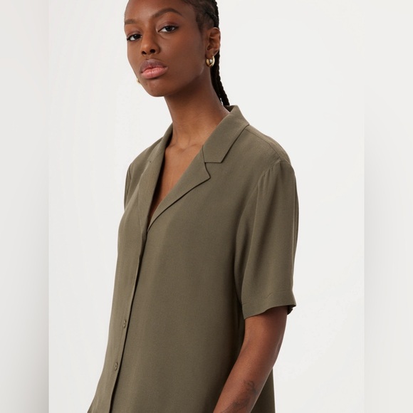 Frank & Oak The Camp Collar Blouse in Dark Khaki - Picture 4 of 14